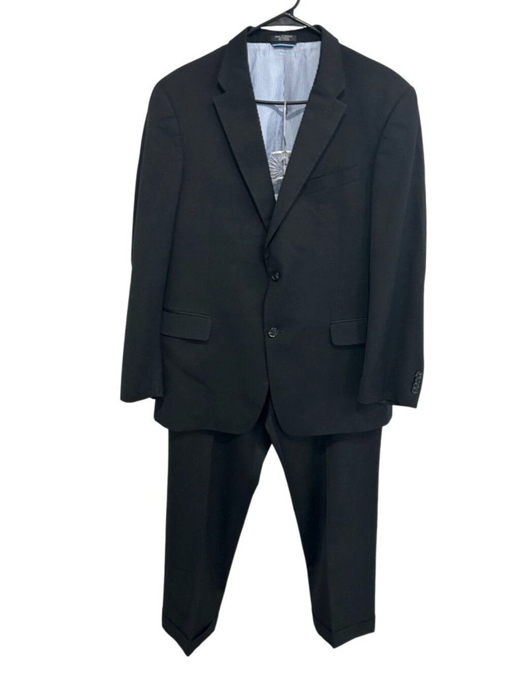 Tommy Hilfiger Mens Large Black Wool Two-Piece Suit Blazer Old Money Minimalist